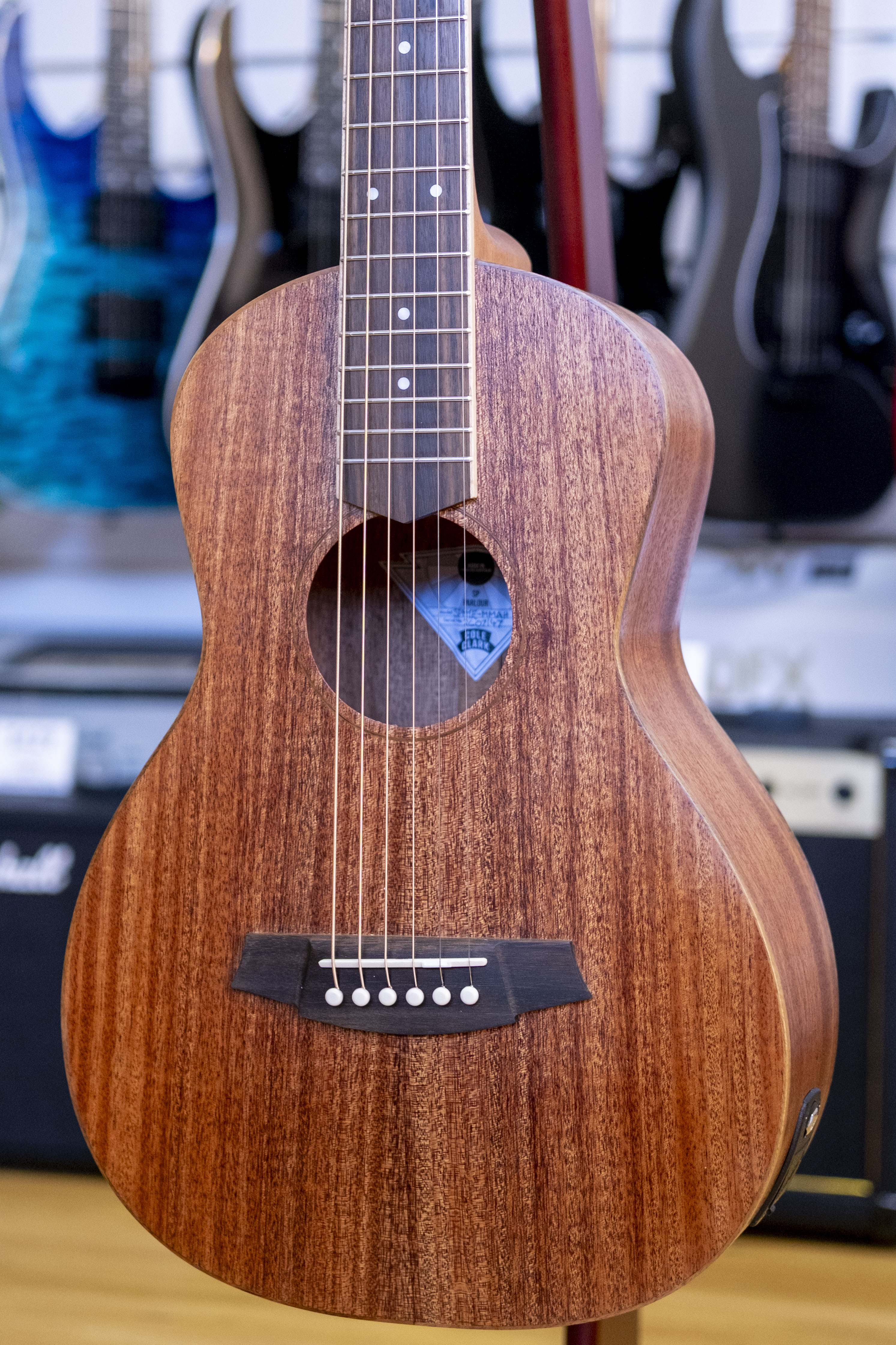 Cole Clark Studio Parlour Acoustic Electric Guitar with Deluxe Gig Bag (All Solid Mahogany)