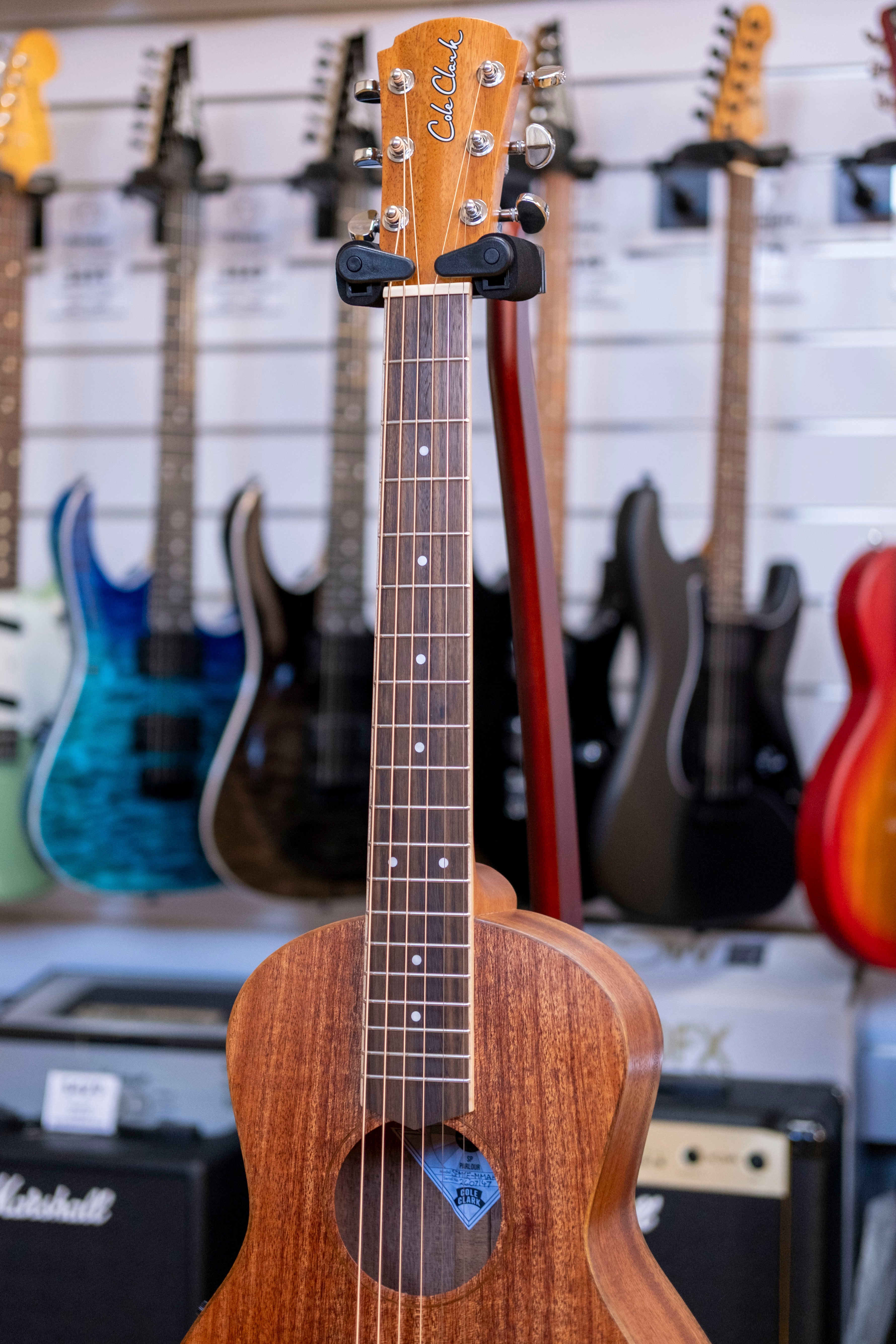 Cole Clark Studio Parlour Acoustic Electric Guitar with Deluxe Gig Bag (All Solid Mahogany)