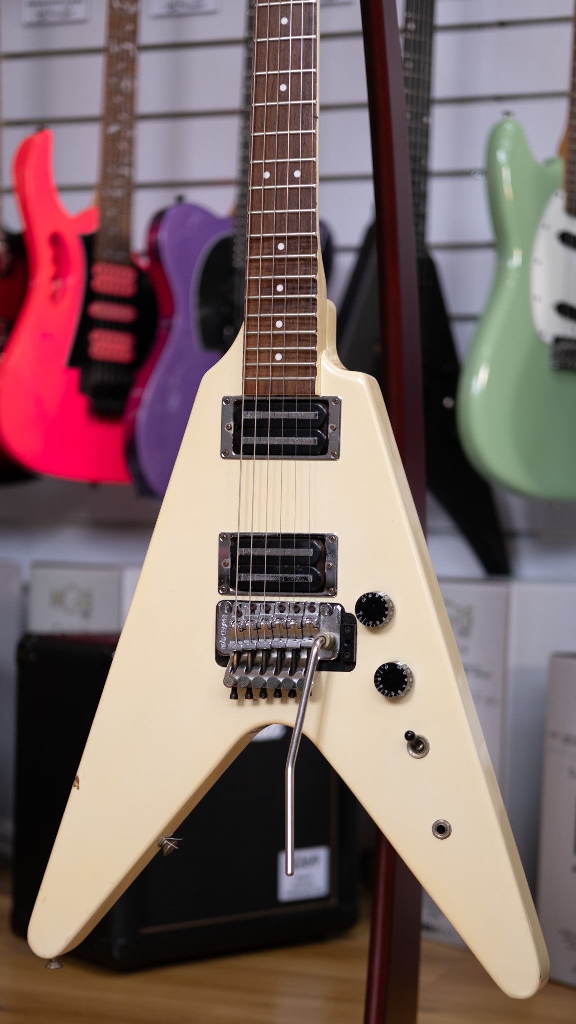 Fernandes BSV-70 The Function 'Flying V' Electric Guitar (White) (Pre-Owned, 1985 MIJ)