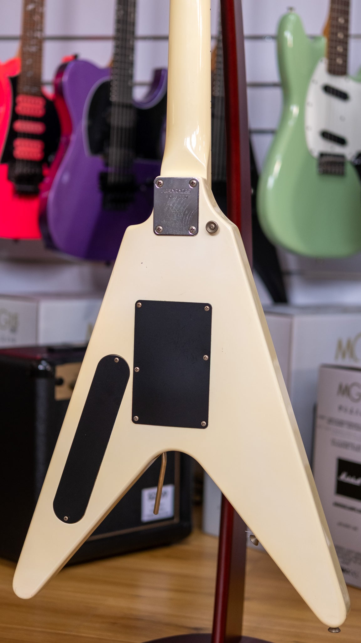 Fernandes BSV-70 The Function 'Flying V' Electric Guitar (White) (Pre-Owned, 1985 MIJ)