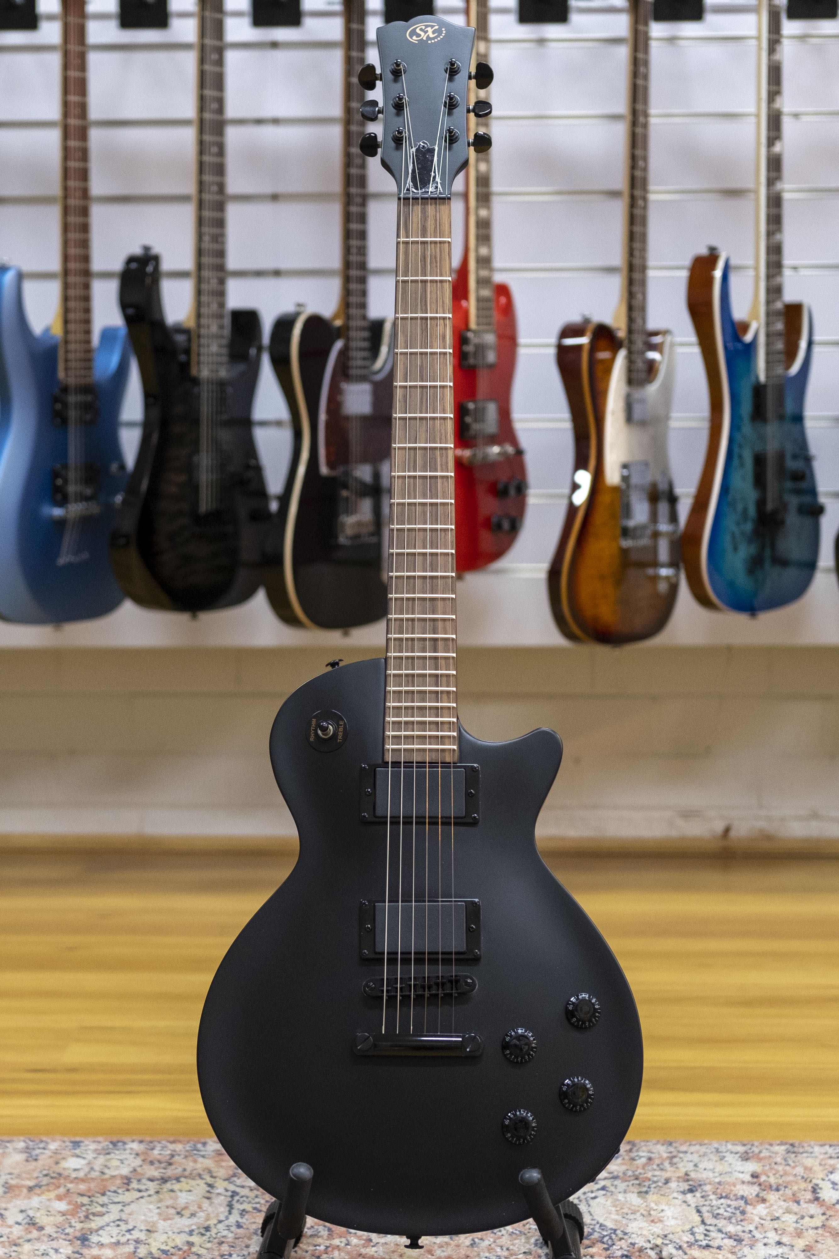 SX LEE3S Stealth 'LP' Style Electric Guitar (Satin Black)