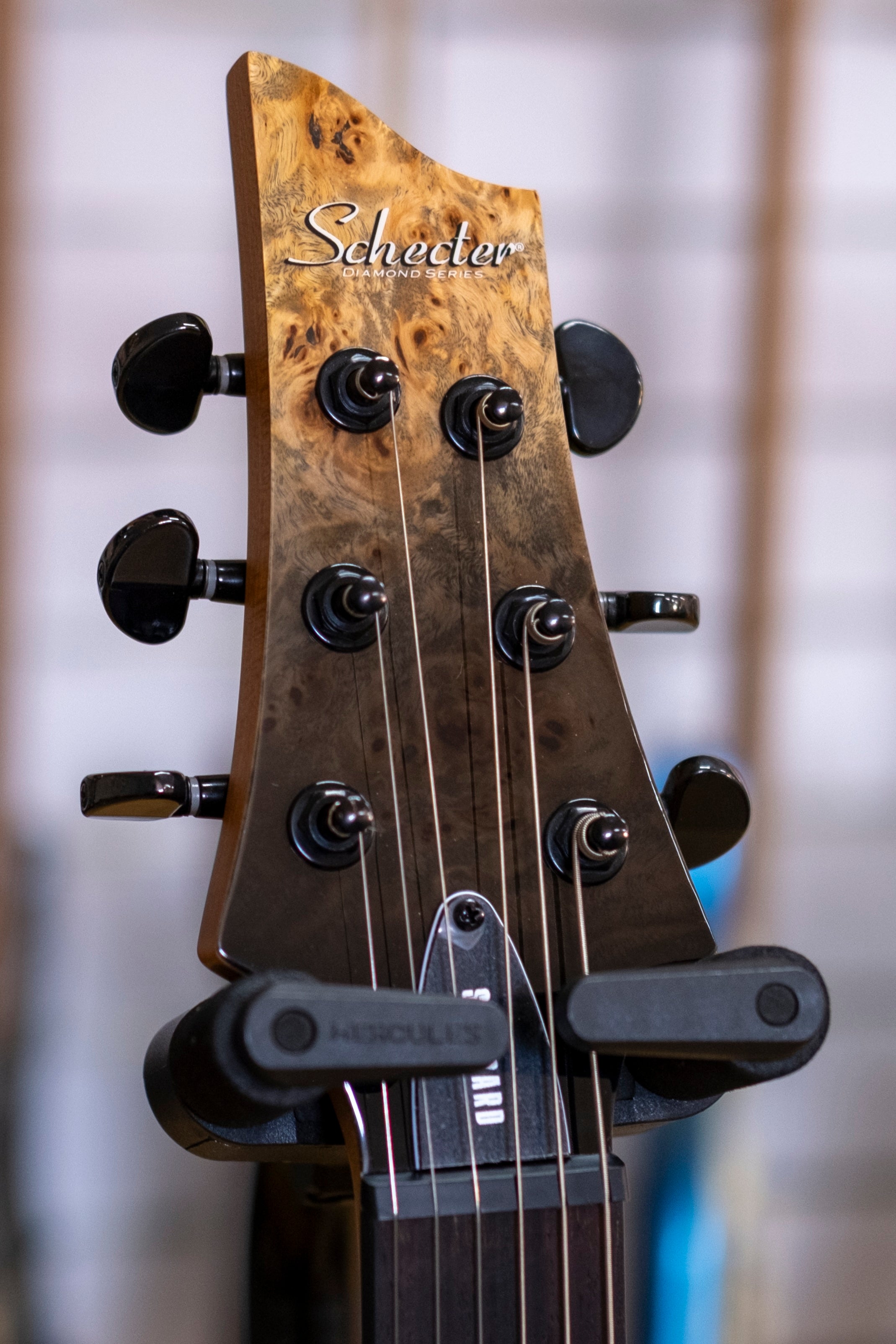Schecter C-1 Standard Left Handed Electric Guitar (Black Fade Burst Burl)