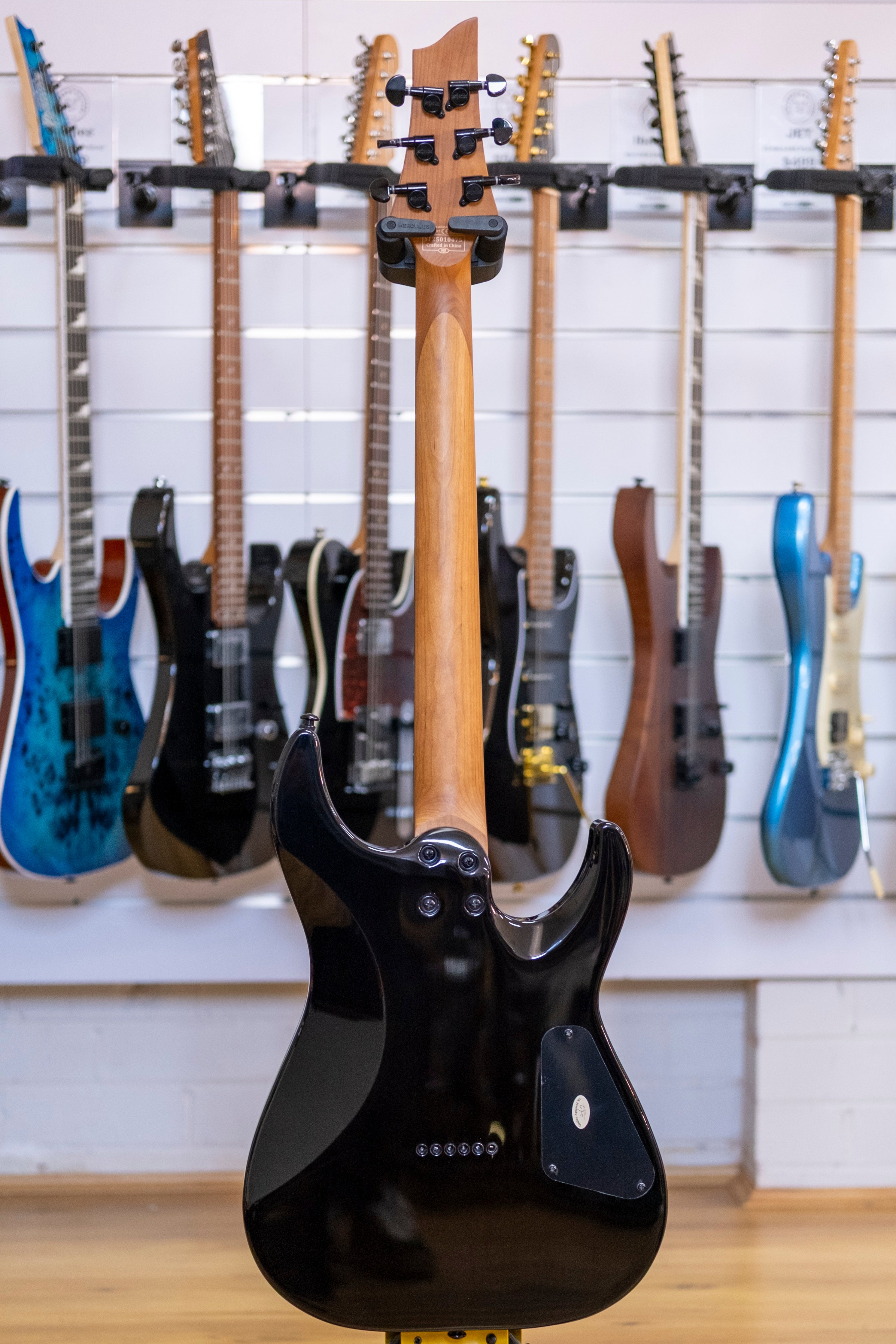 Schecter C-1 Standard Left Handed Electric Guitar (Black Fade Burst Burl)