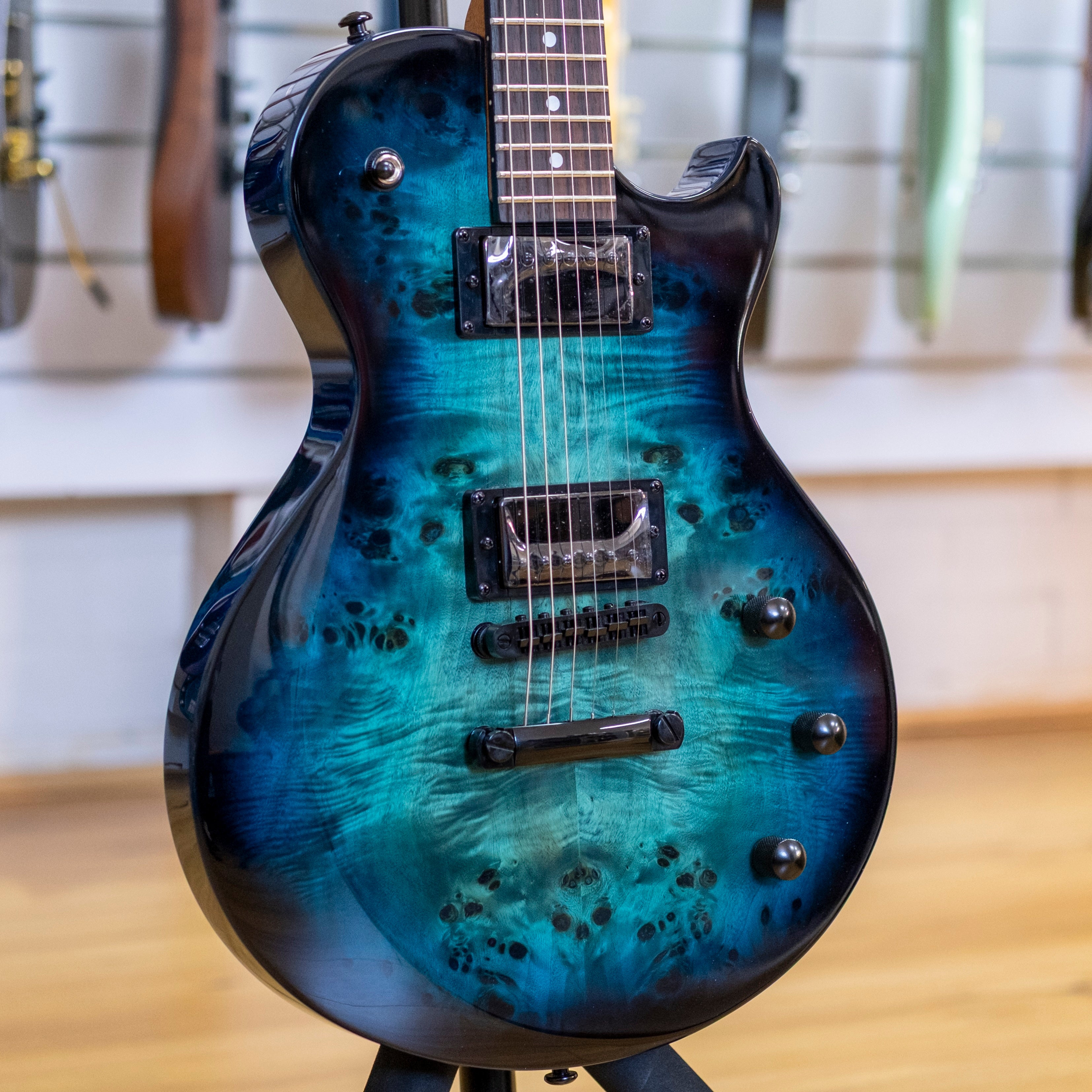 Schecter Solo-II Standard Electric Guitar (Ocean Blue Burst Burl)