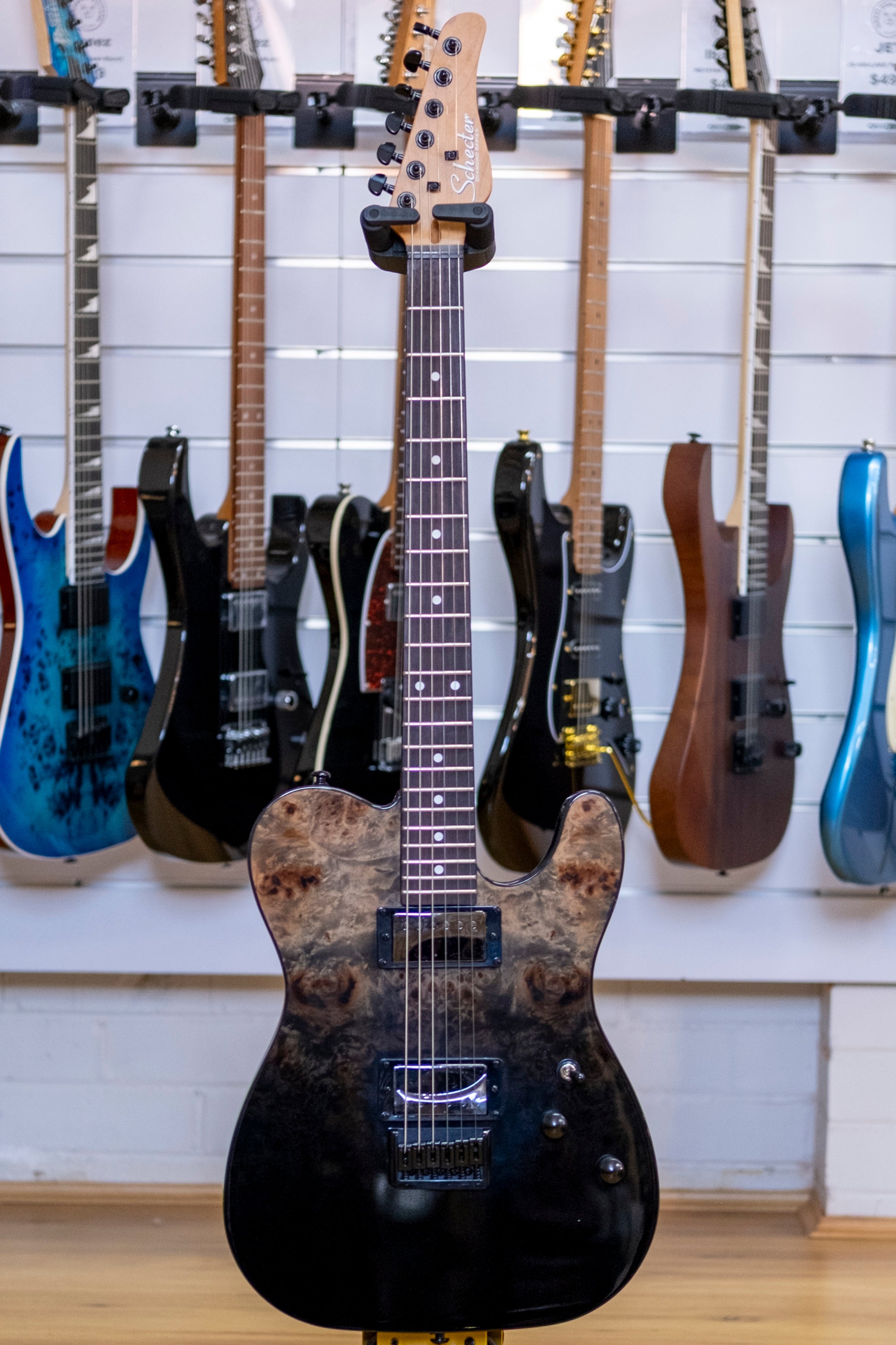 Schecter PT Standard Electric Guitar (Black Fade Burst Burl)