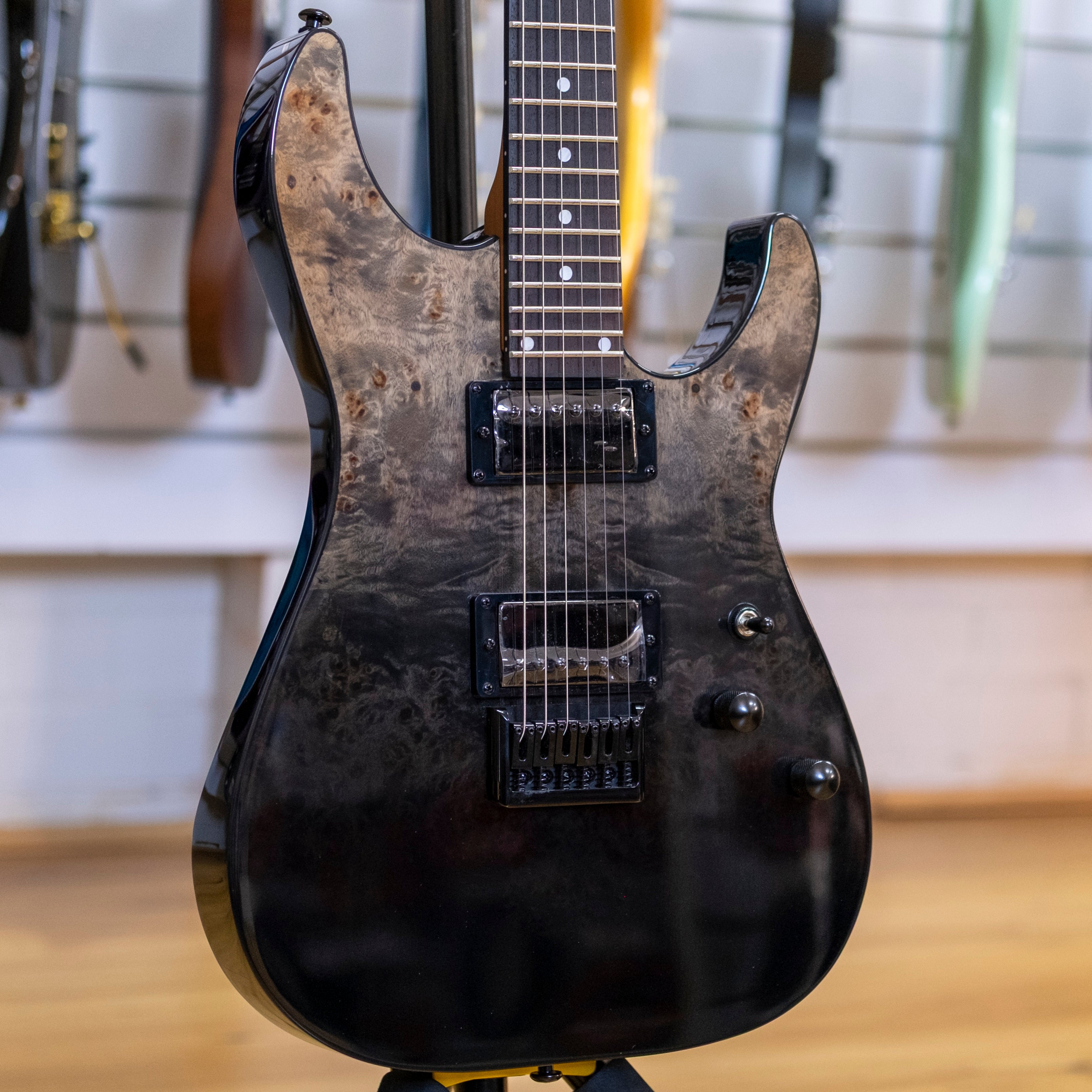 Schecter C-1 Standard Electric Guitar (Black Fade Burst Burl)