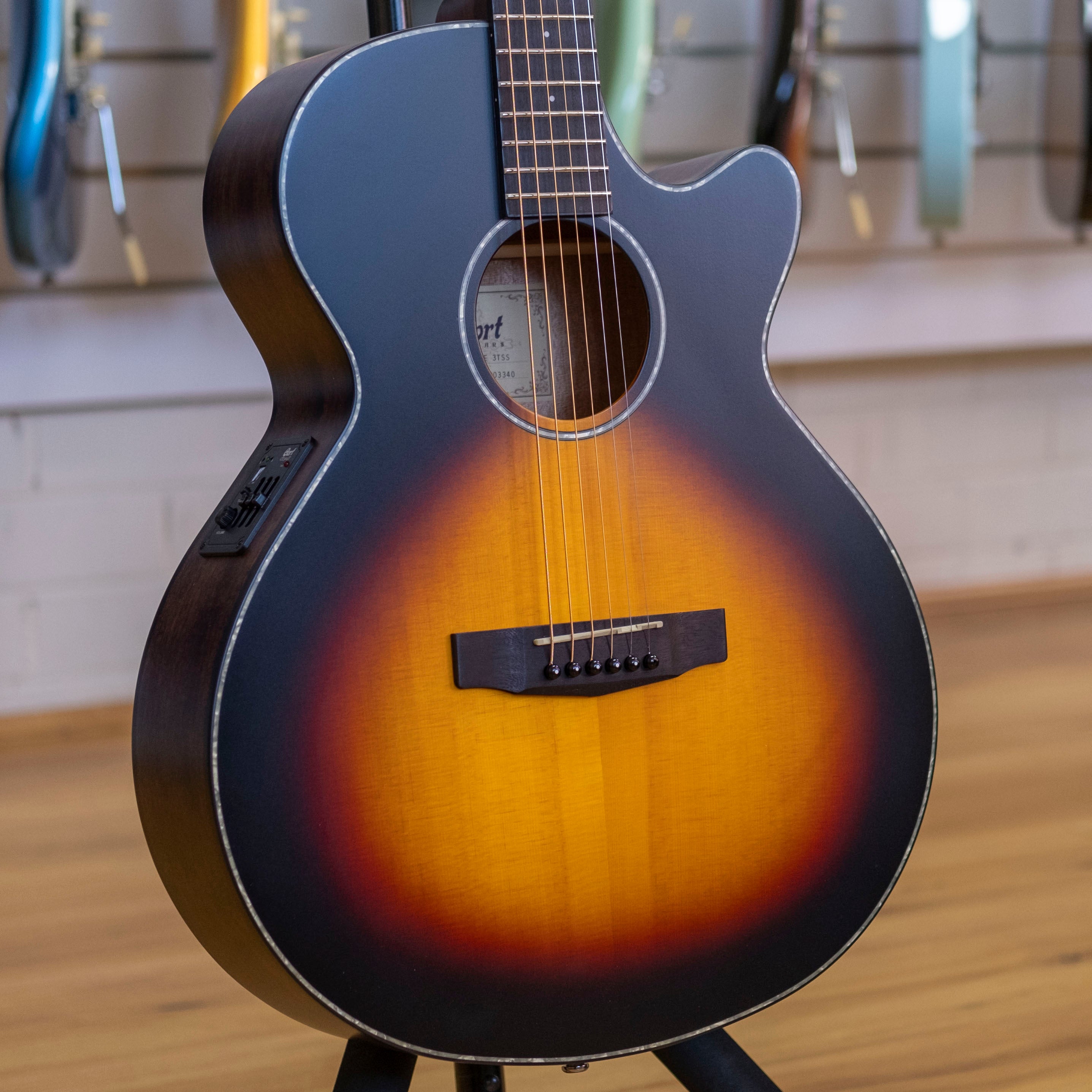 Cort SFX-E SFX Series Small Body Acoustic Electric Guitar (3-Tone Satin Suburst)
