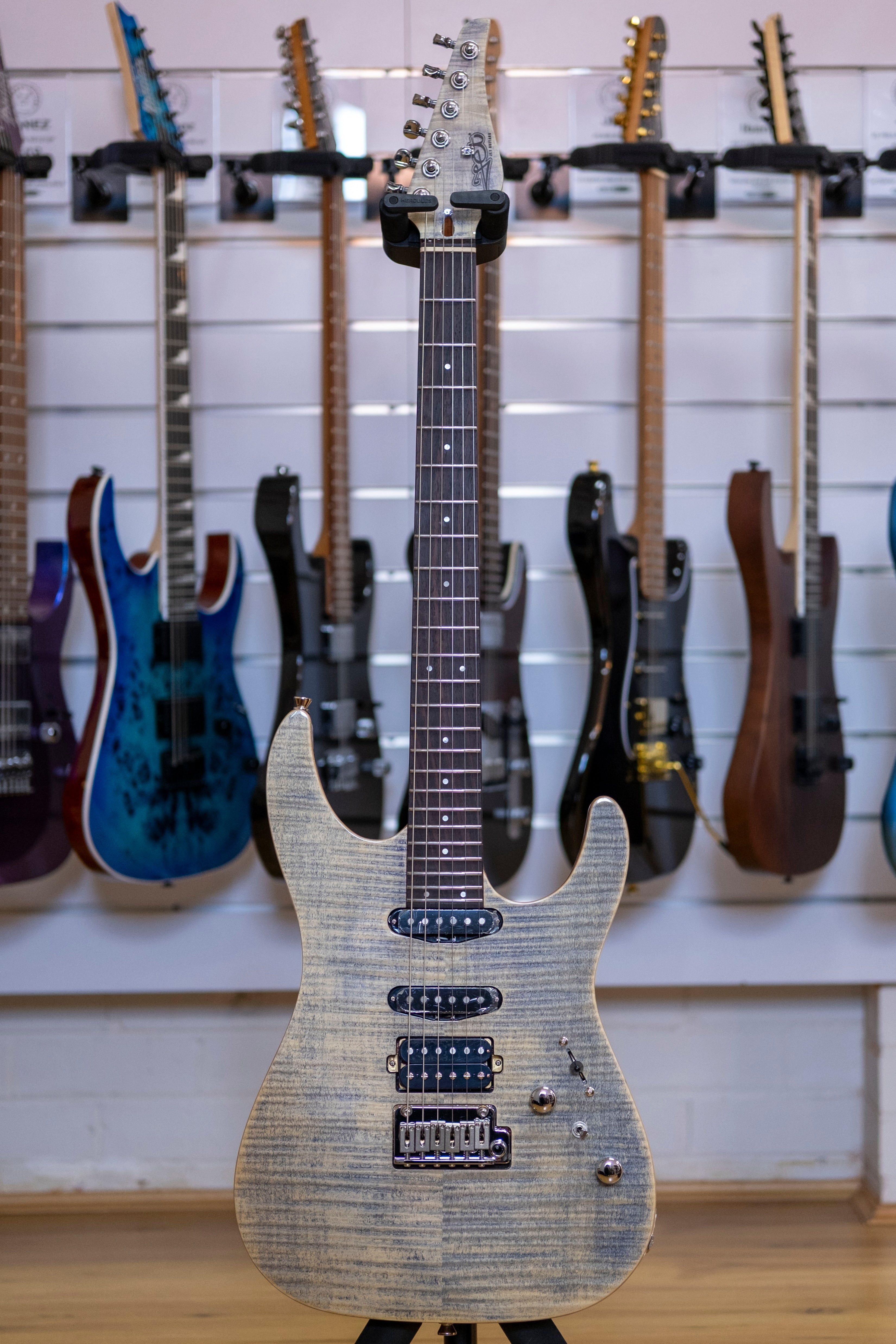 Jet JS-45 Elite Series Quilted Top Electric Guitar with Bag (Indigo Grey)