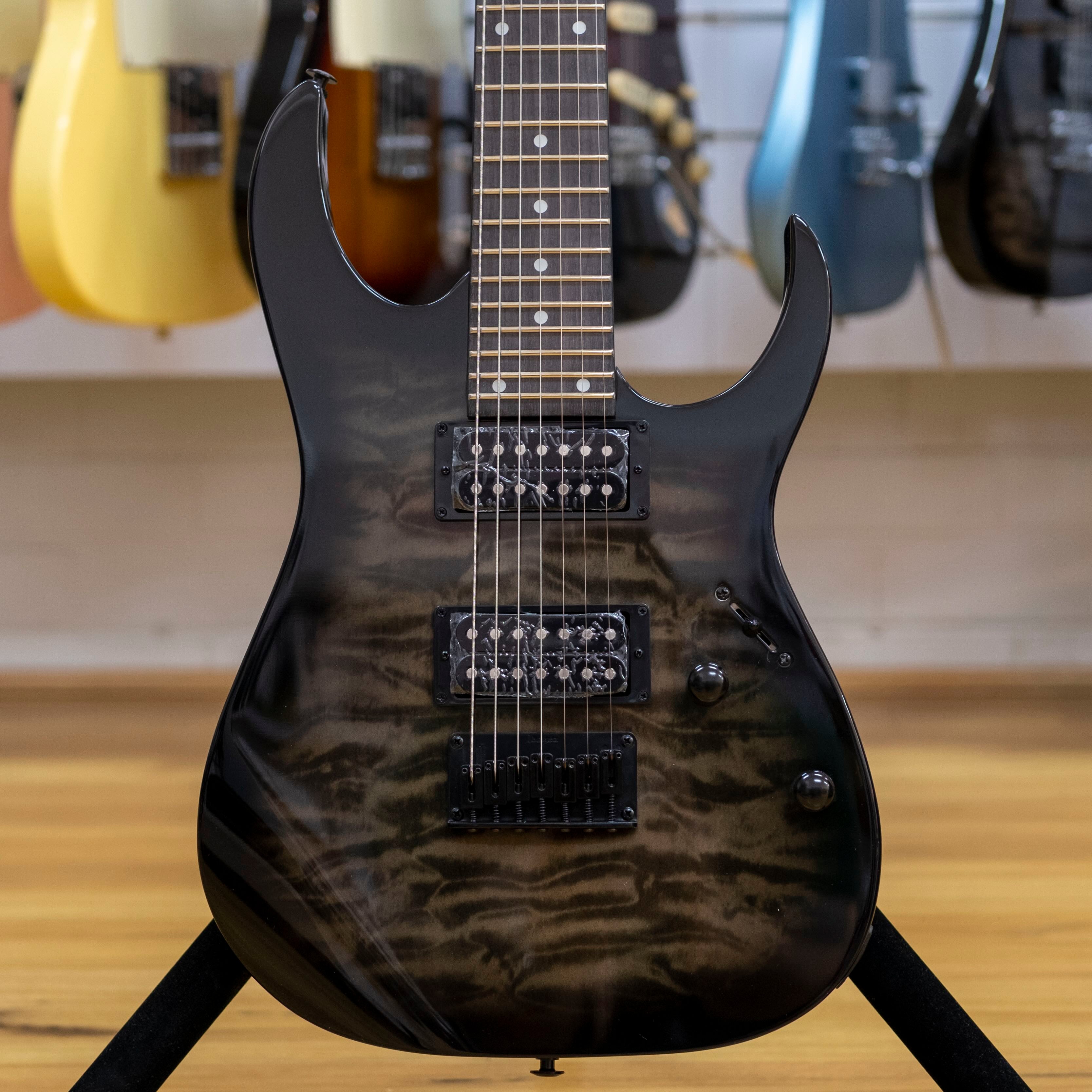 Ibanez RG7221QA 7-String Electric Guitar (Transparent Black Sunburst)