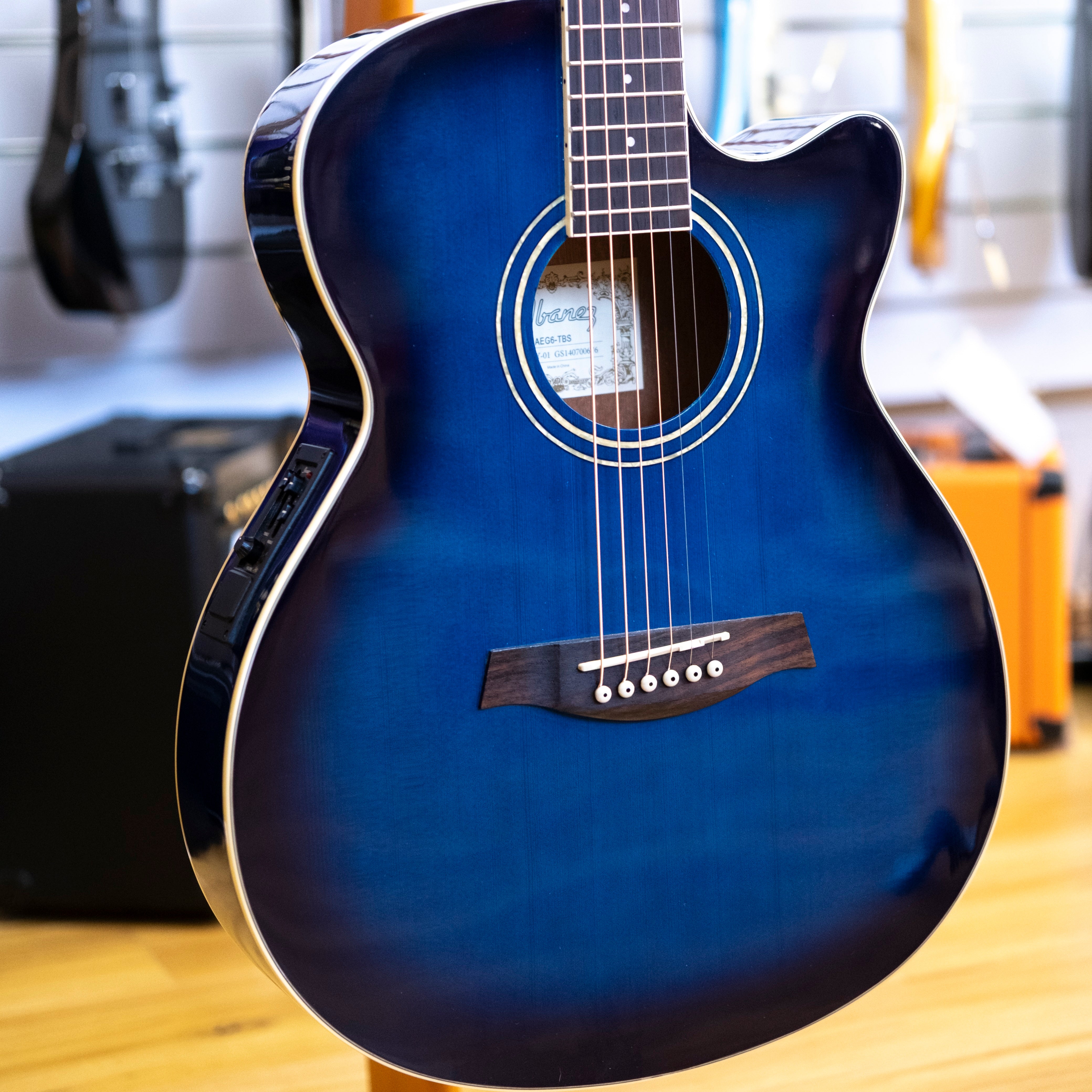 2014 Ibanez AEG6 Grand Concert Acoustic Electric Guitar (Transparent Blue Sunburst)
