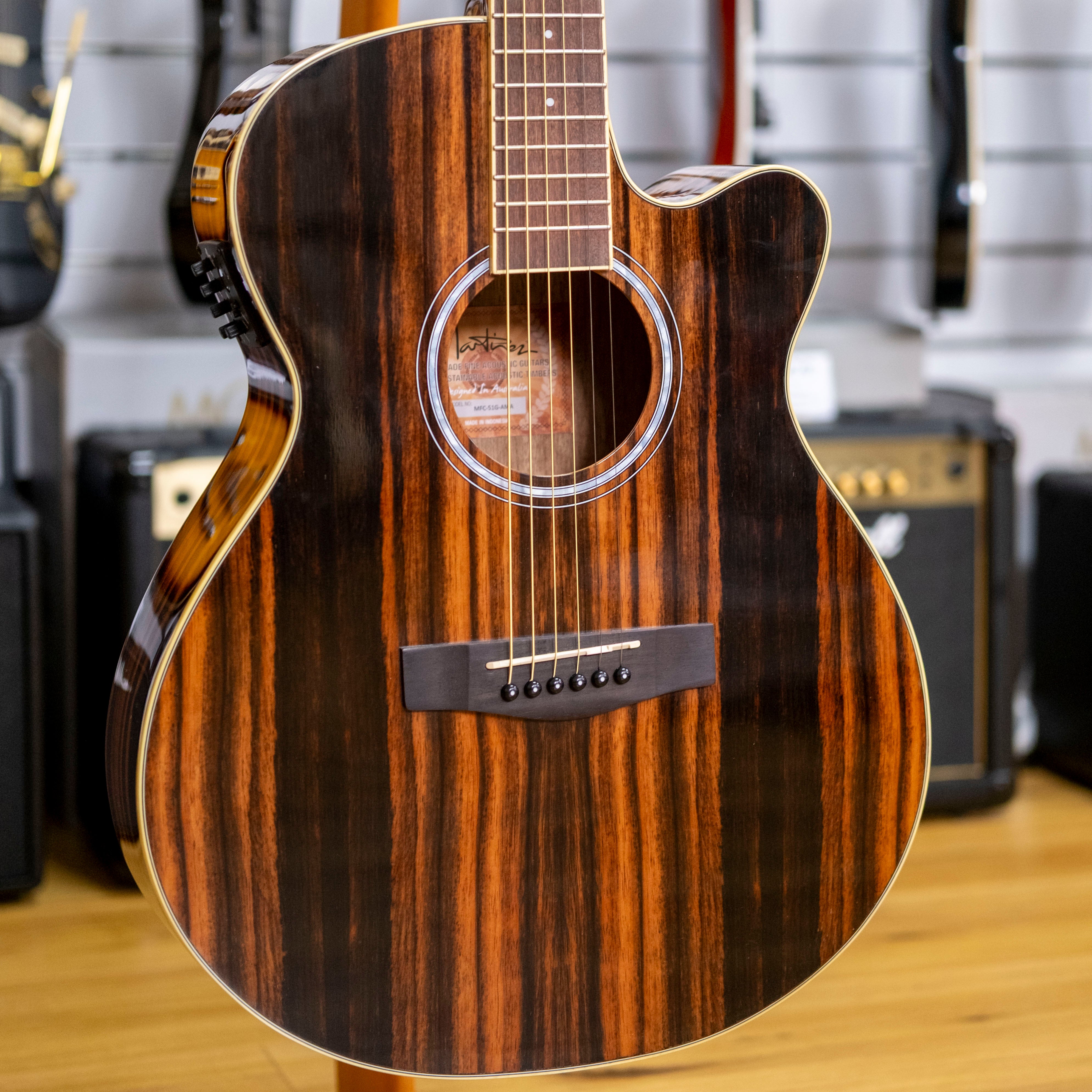 Martinez 51 Series Superfolk Acoustic Electric Guitar (Amara Ebony)