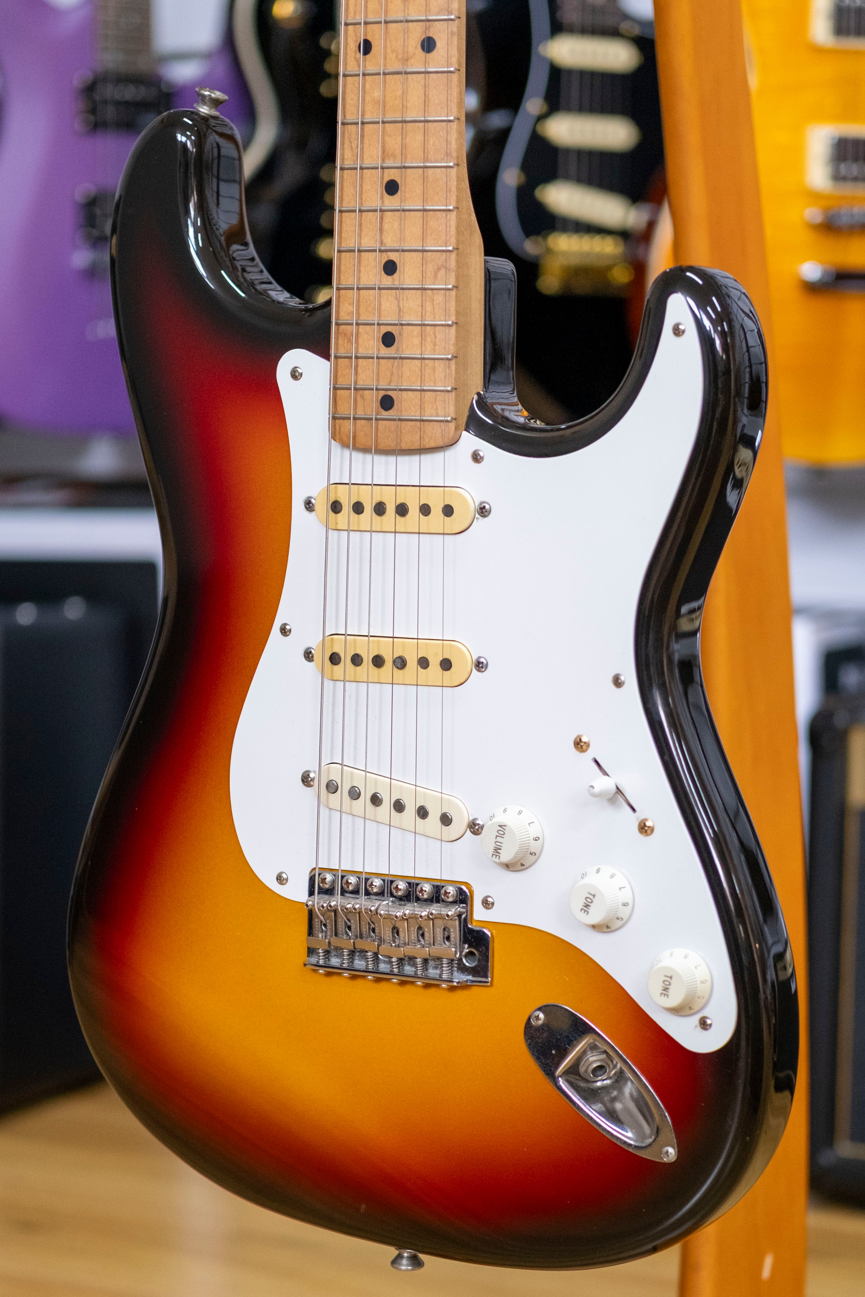 1994 Squier by Fender Silver Series MIJ Stratocaster Electric Guitar (3-Tone Sunburst)