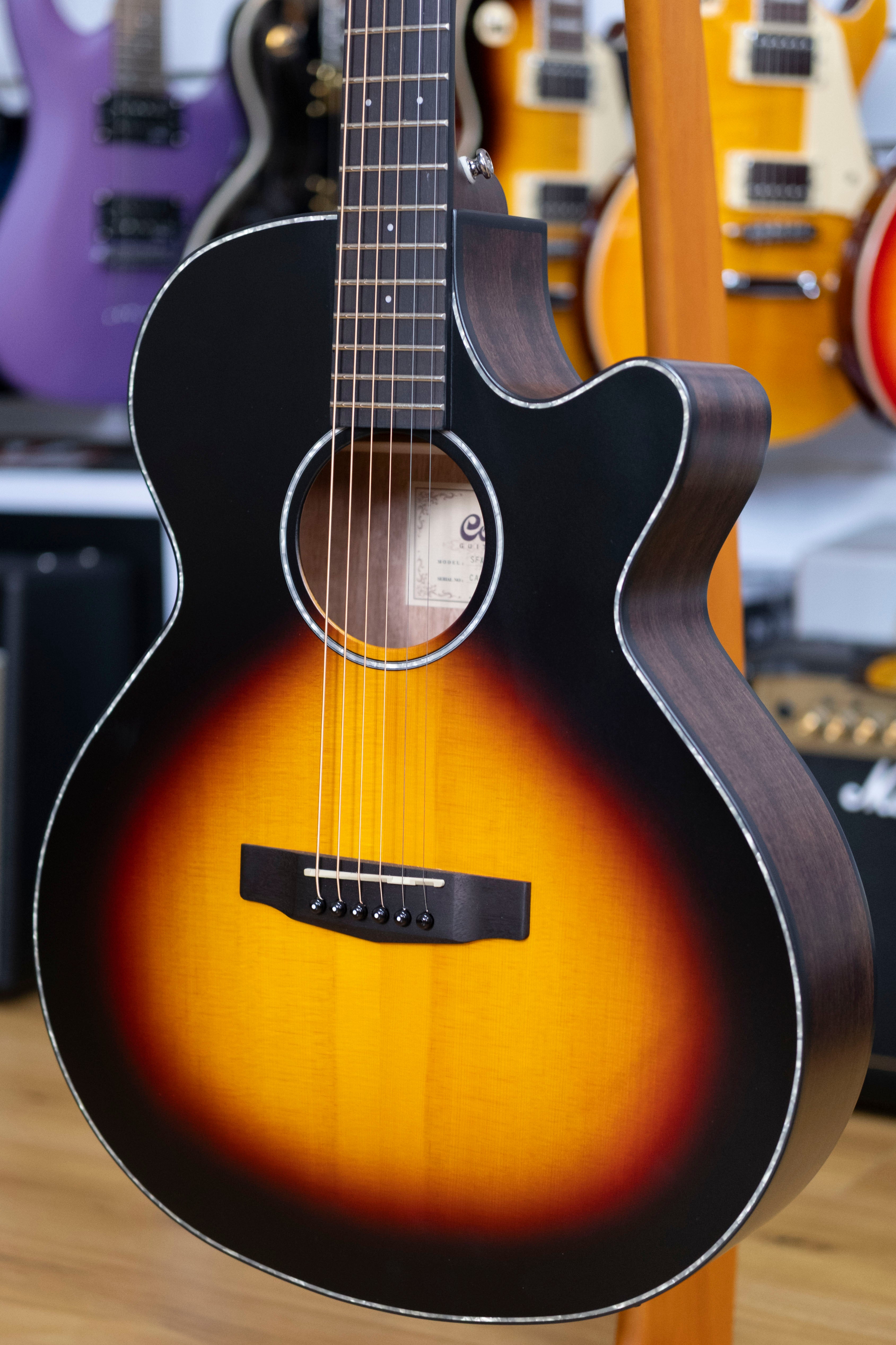 Cort SFX-E SFX Series Small Body Acoustic Electric Guitar (3-Tone Satin Suburst)