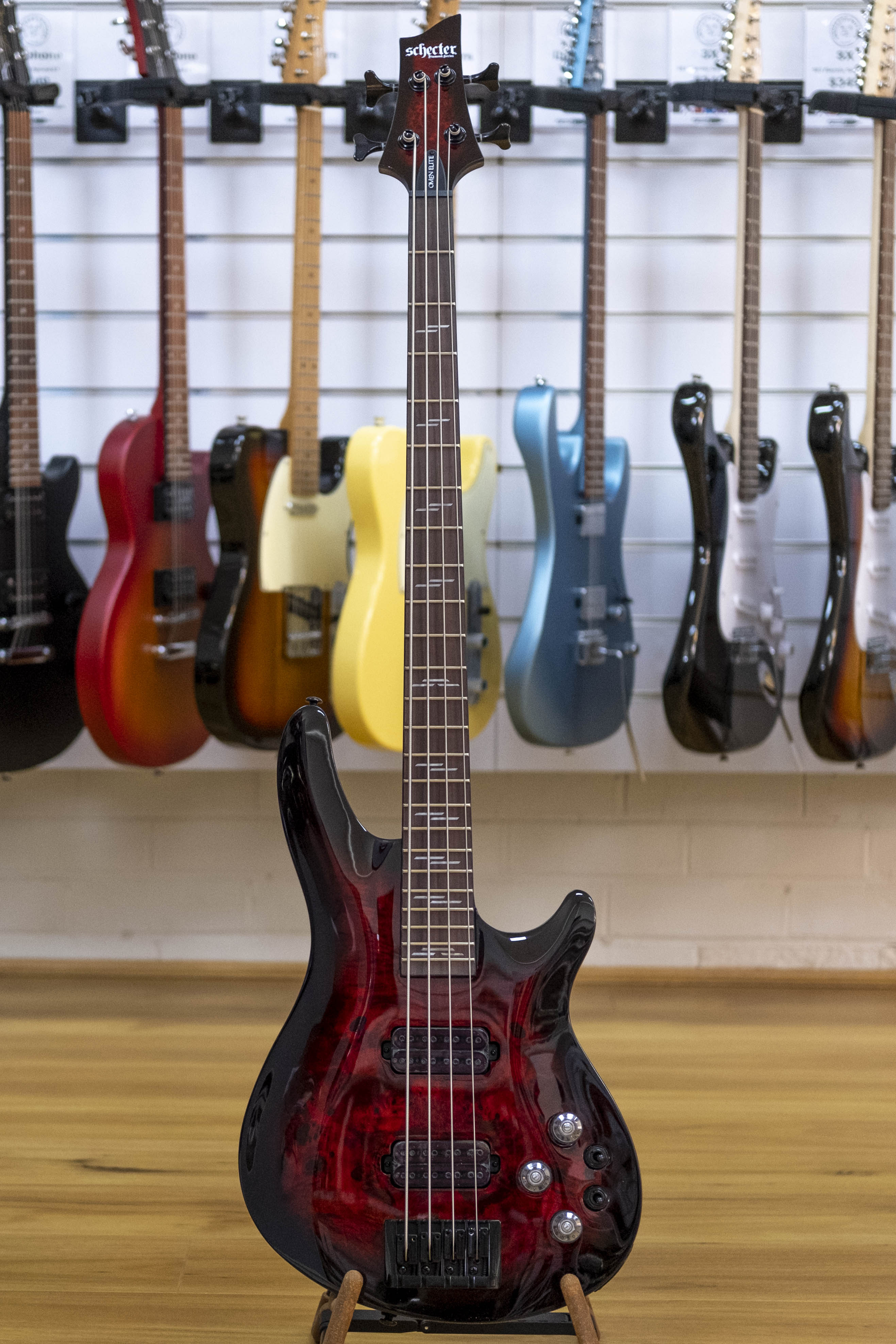 Schecter Omen Elite 4 Bass Guitar Black Cherry Burst
