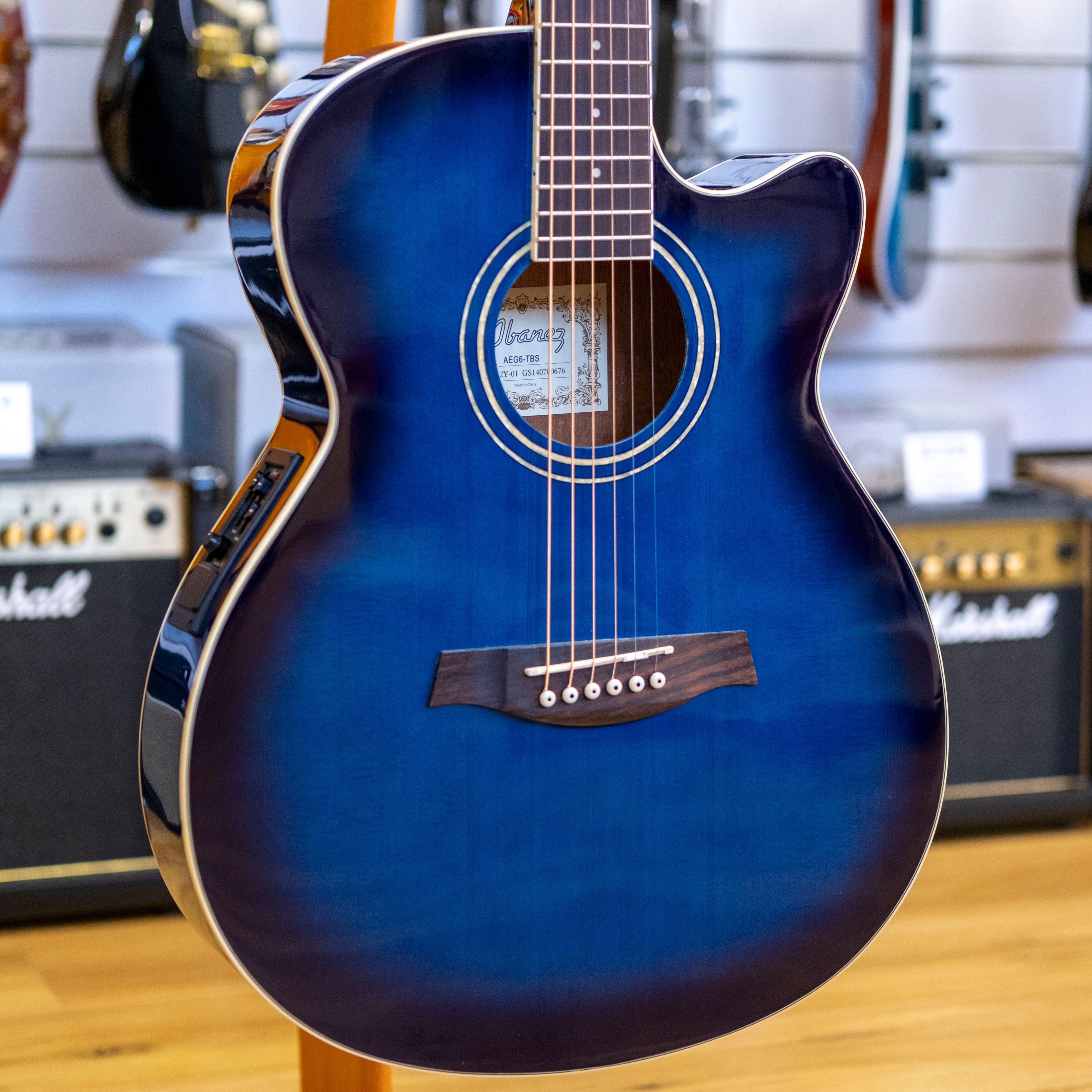Ibanez AEG6 Grand Concert Acoustic Electric Guitar (Transparent Blue Sunburst) (Pre-Owned, 2014)
