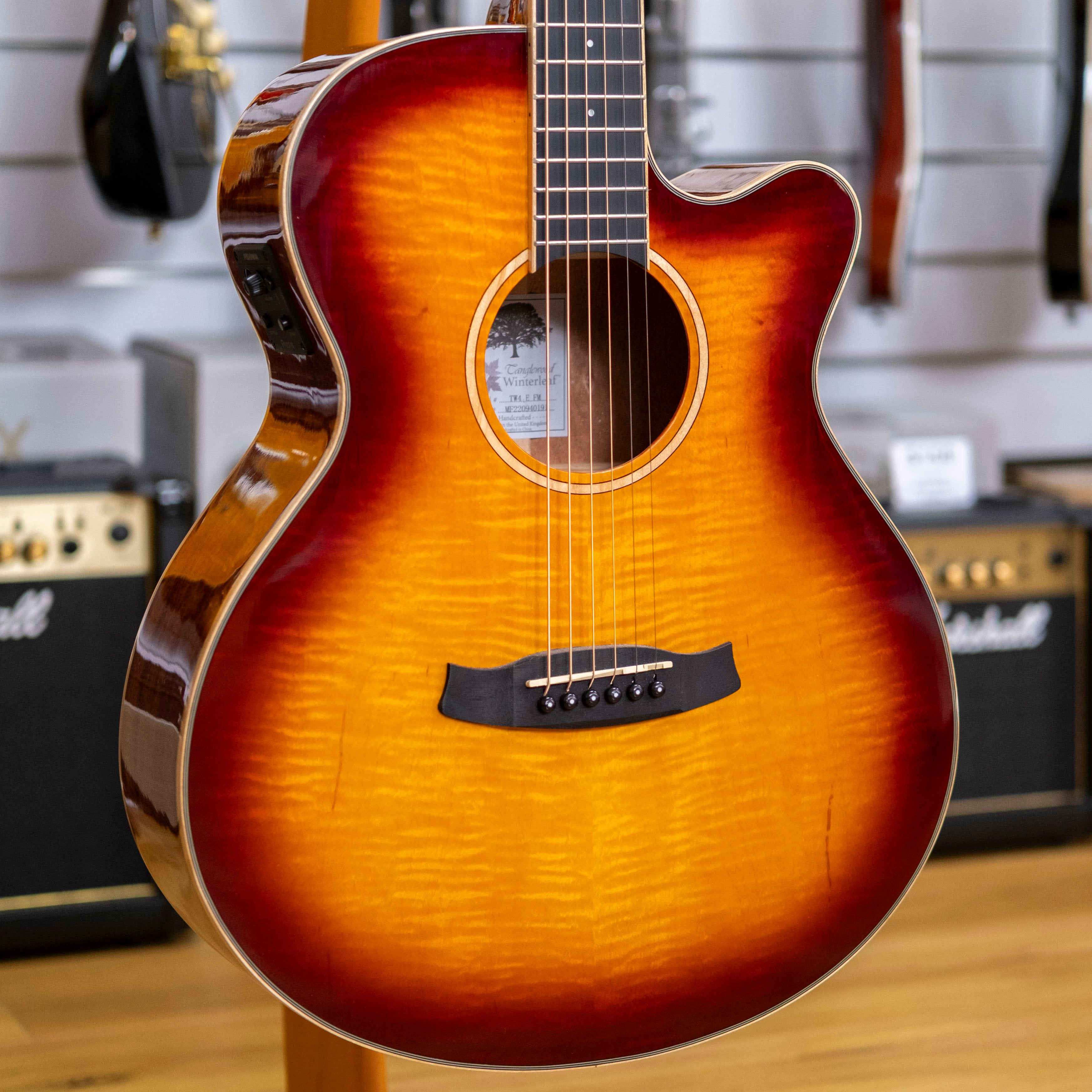 Tanglewood Winterleaf Exotic Superfolk Acoustic Electric Guitar (Tiger Flame Maple)