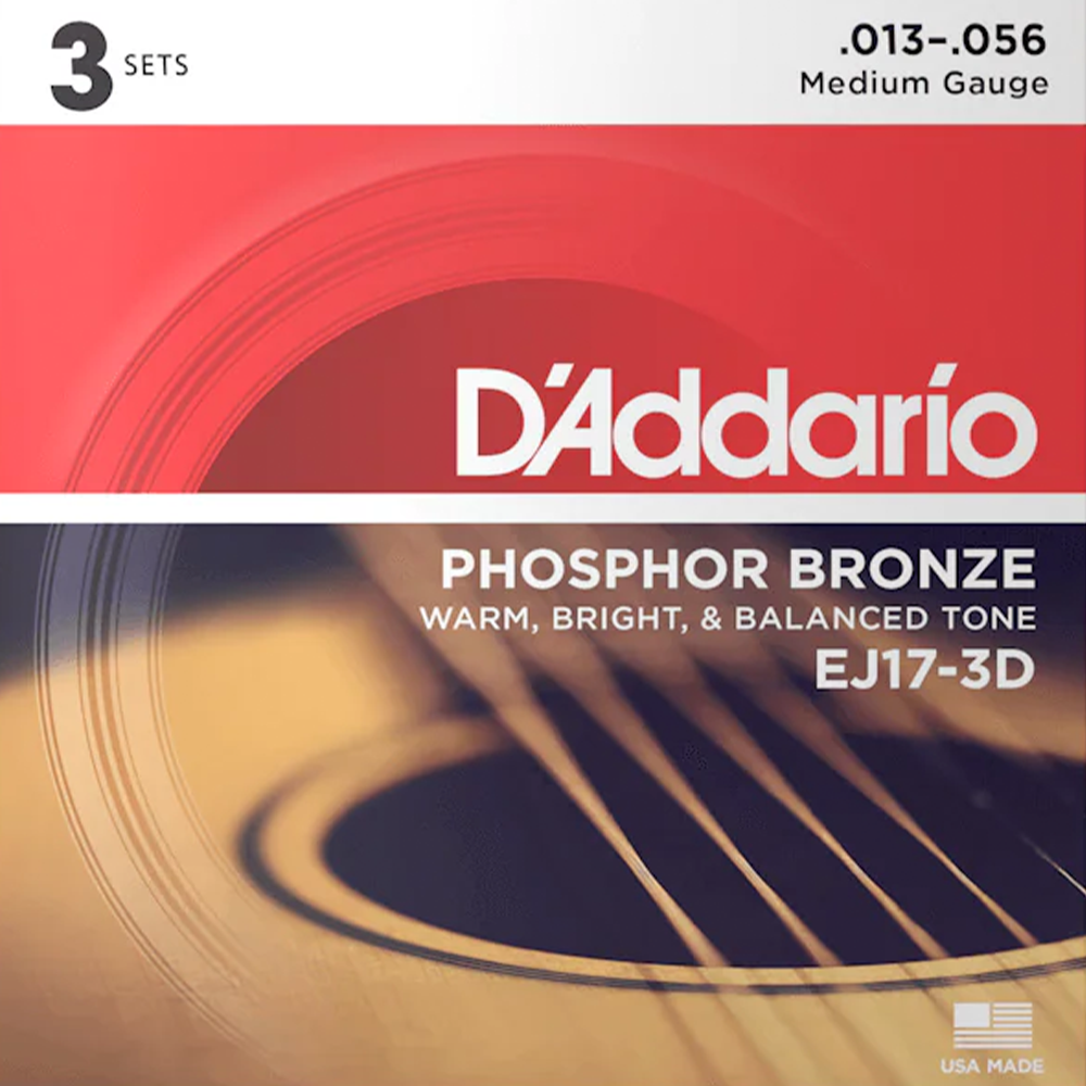D'Addario EJ17 3-Pack Medium Acoustic Guitar Strings (12/53)