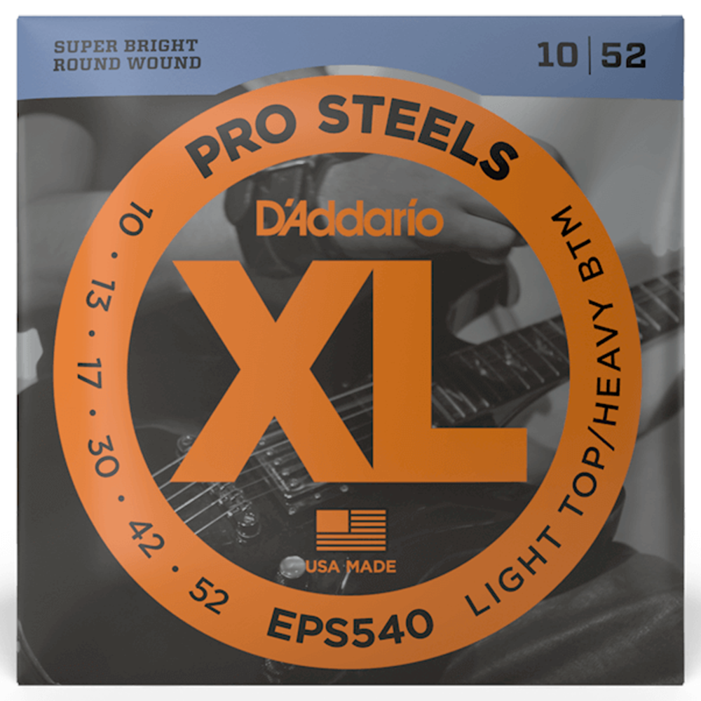 D'Addario EPS540 Pro Steels Light Top / Heavy Bottom Electric Guitar Strings (10/52)