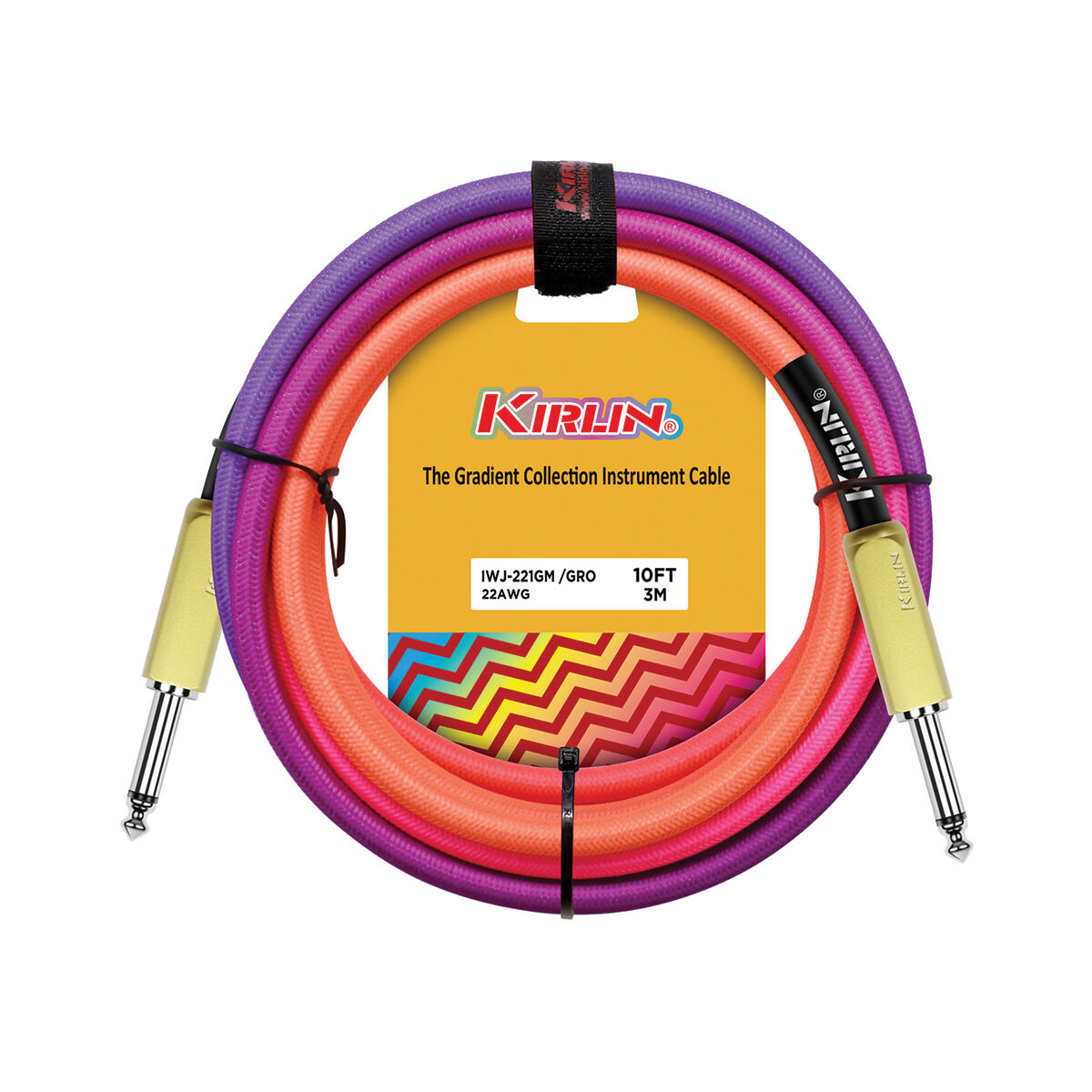 Kirlin Gradient 10ft Instrument Cable (Straight to Straight) (Pink to Orange)