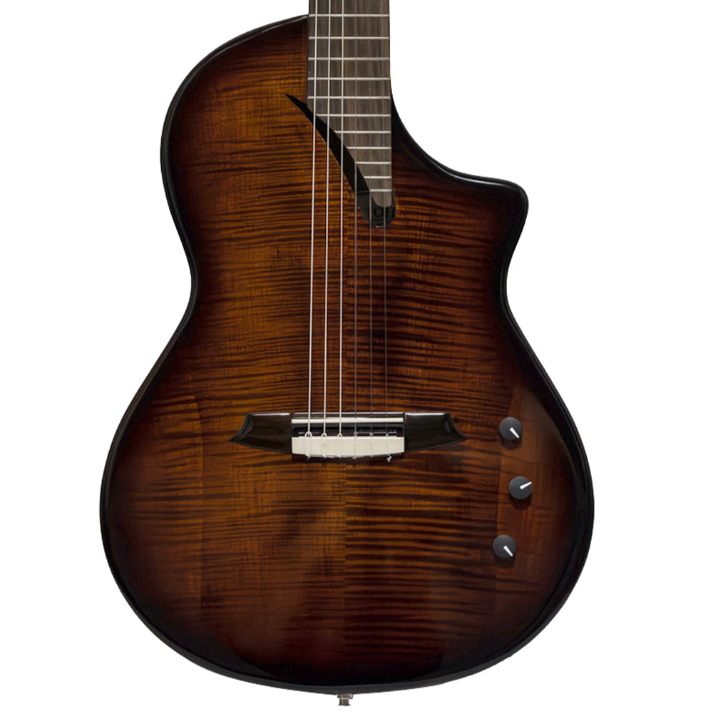 Katoh Hispania Thinline Electric Nylon String Classical Guitar with Gig Bag (Cognac)