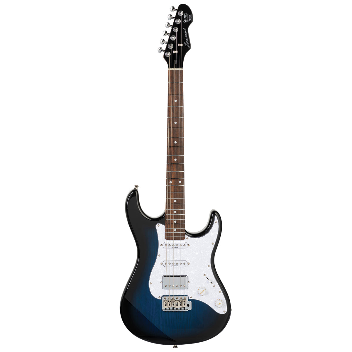 Levinson Sceptre Ventana Deluxe S-Style Electric Guitar (See Thru Ocean Blue)