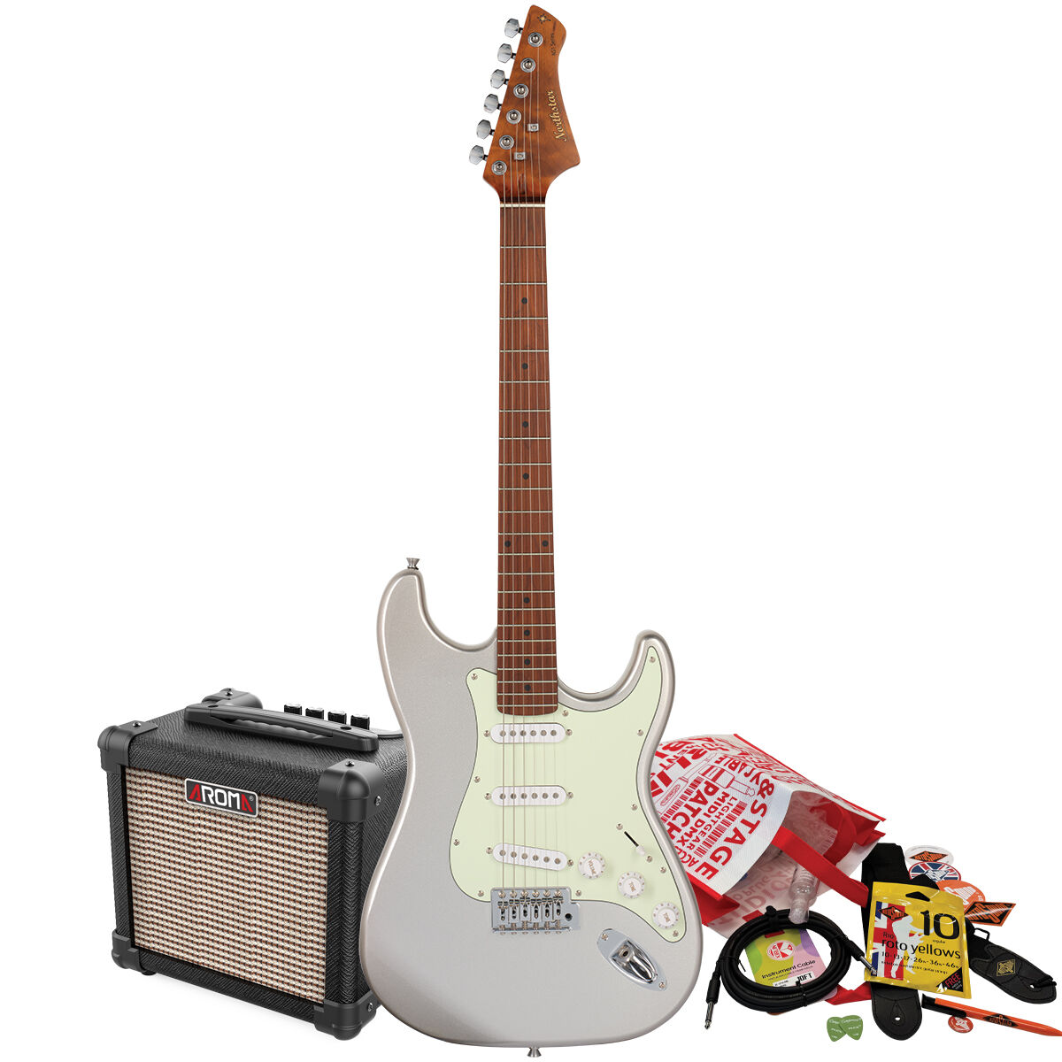 Northstar by Tanglewood S-Style Electric Guitar Pack with Amp (Inca Silver)