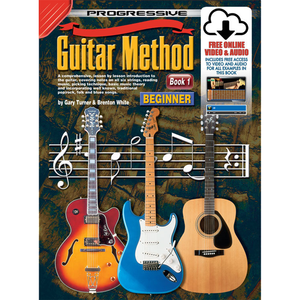 Progressive Guitar Method Book 1 Beginner with Online Video and Audio