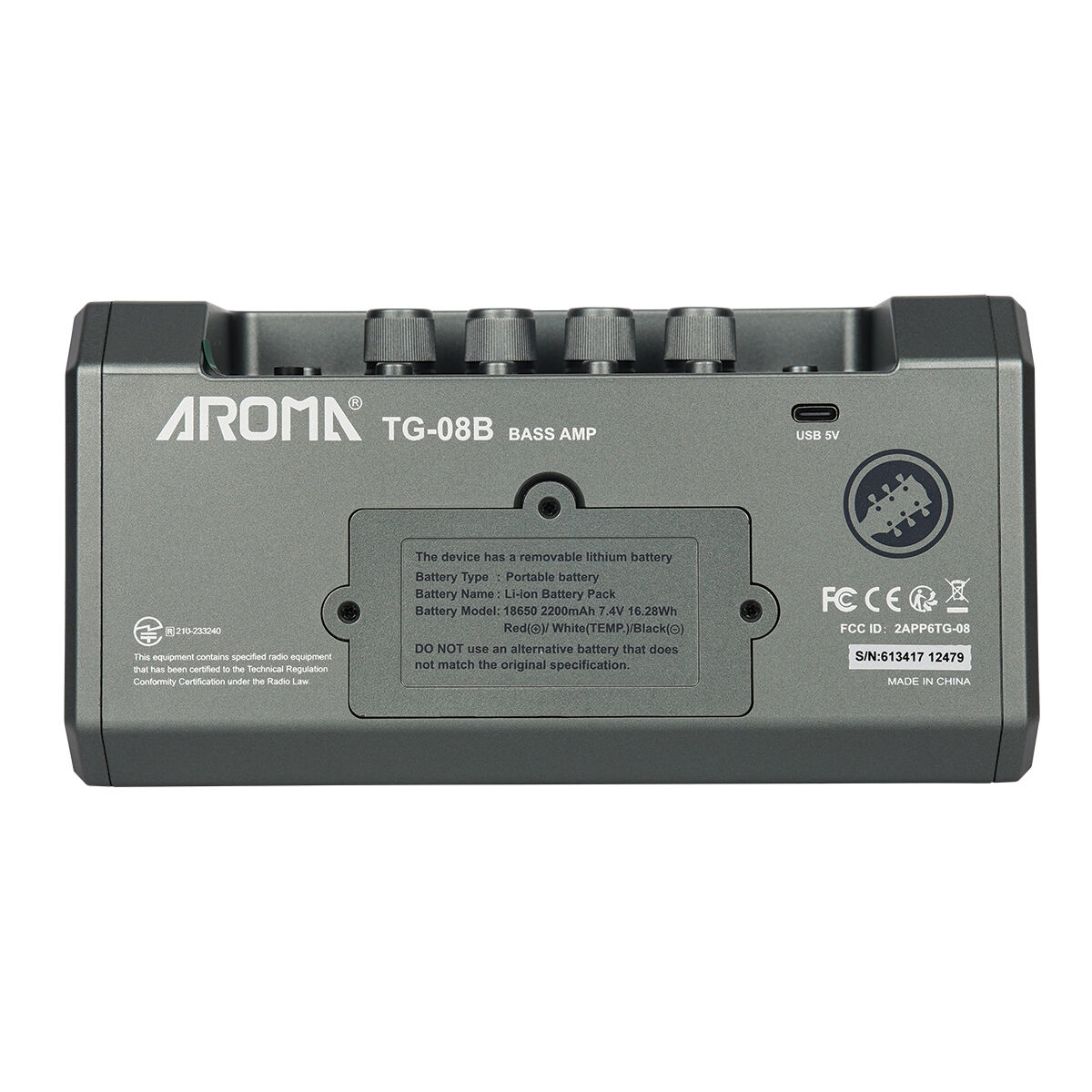 Aroma 10-Watt Battery Powered Bass Guitar Amplifier with Drum Machine