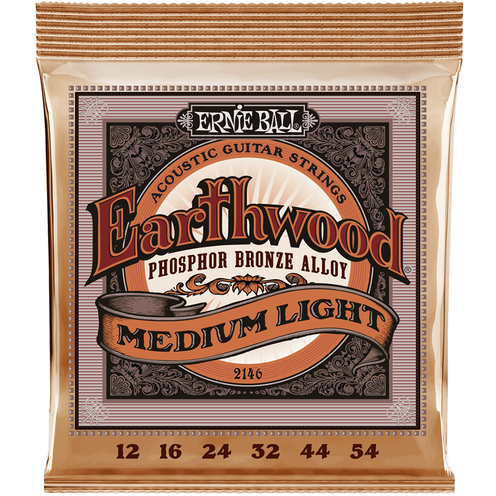 Ernie Ball Earthwood Medium Light Phosphor Bronze Acoustic Guitar Strings (12/54)