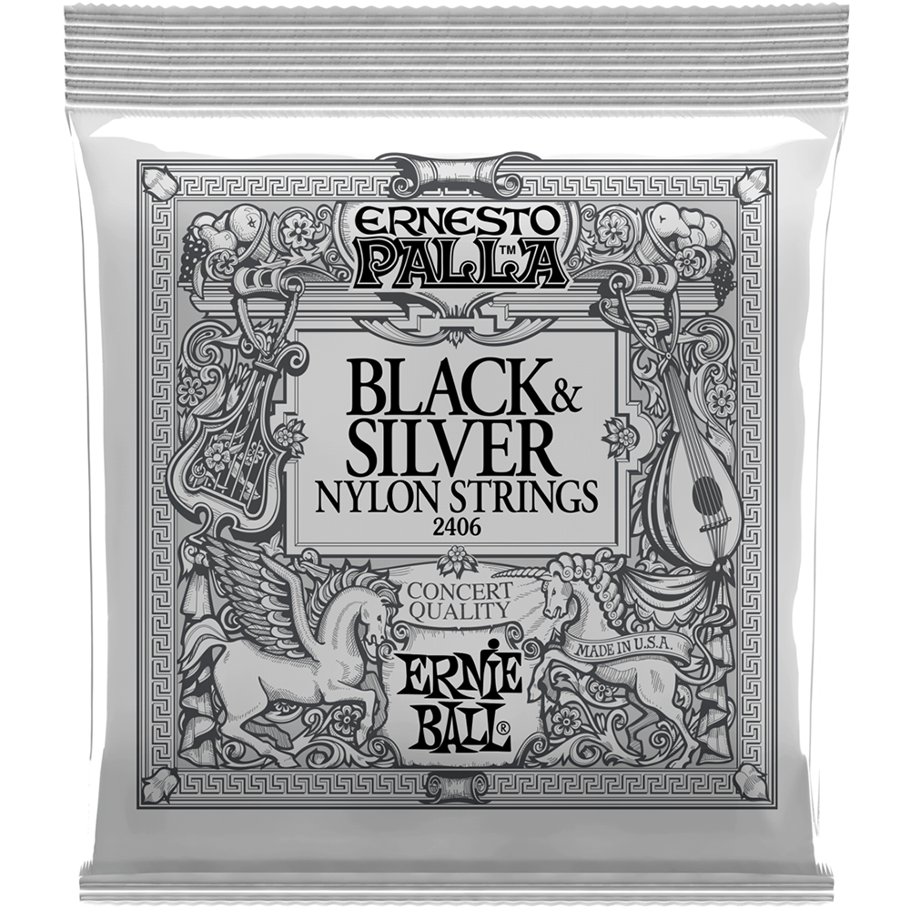 Ernie Ball Ernesto Palla Black and Silver Nylon Classical Guitar Strings