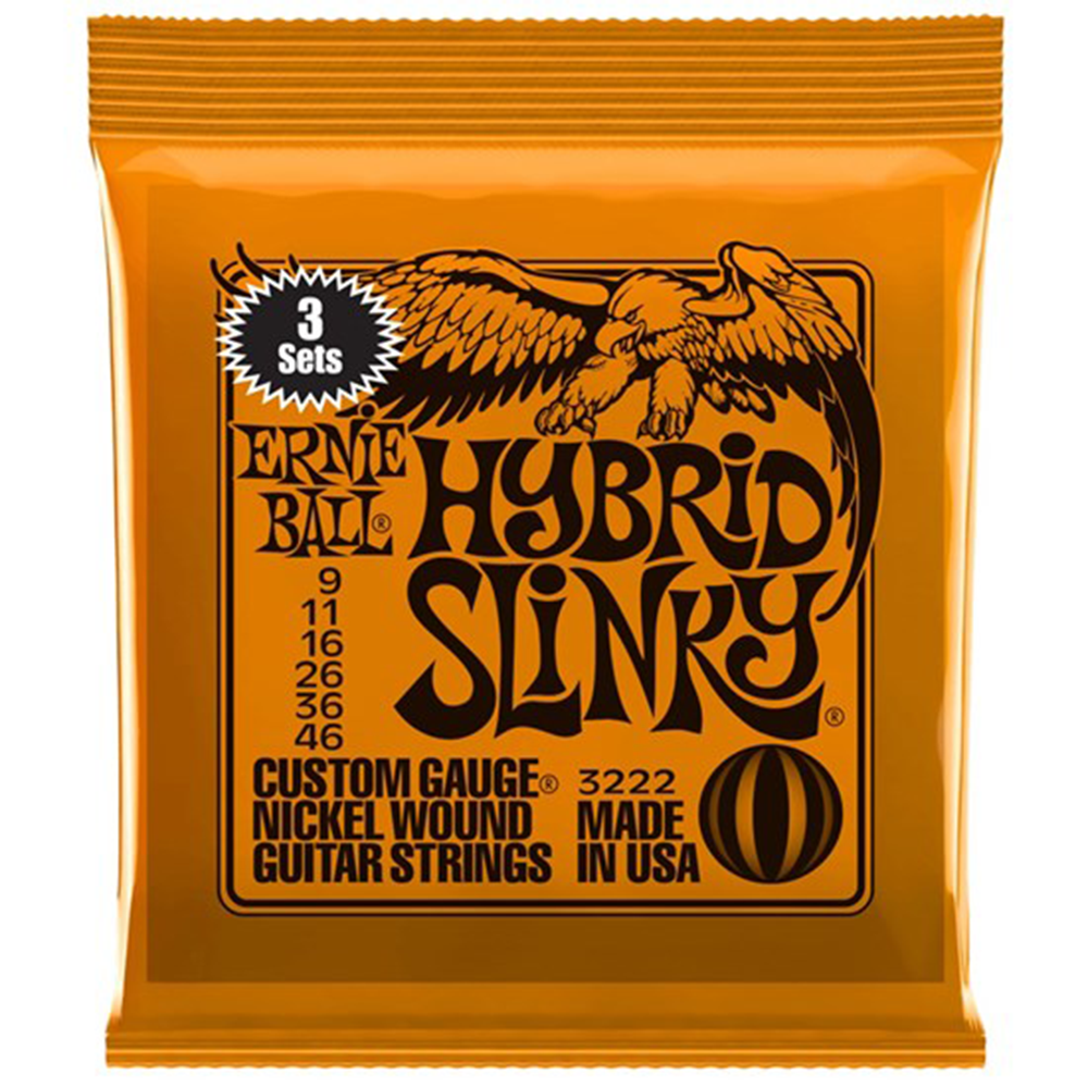 Ernie Ball Hybrid Slinky 3-Pack 6-String Electric Guitar Strings (9/46)