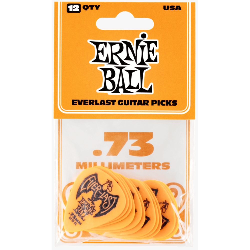 Ernie Ball 0.73mm Everlast Guitar Picks 12-Pack (Orange)