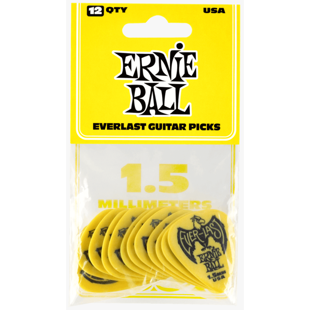 Ernie Ball 1.5mm Everlast Guitar Picks 12-Pack (Yellow)
