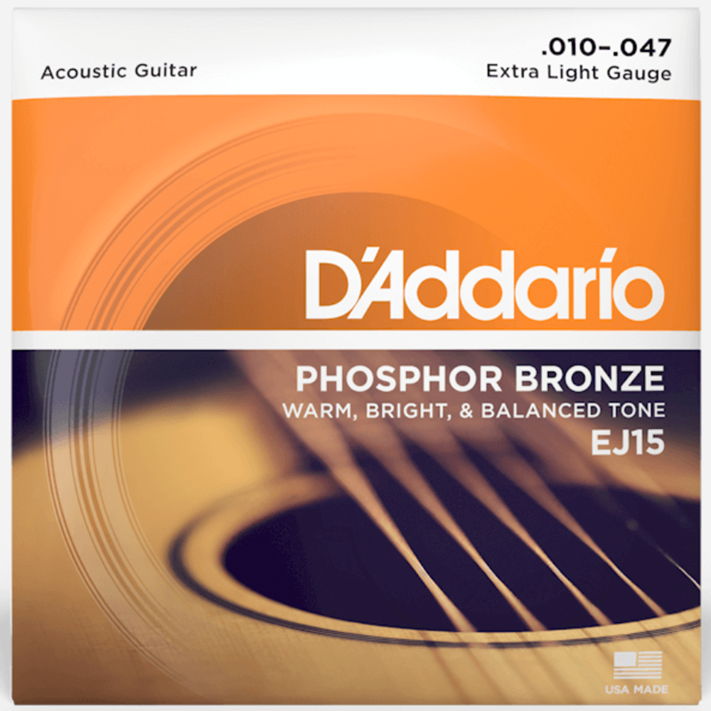 D'Addario EJ15 Phosphor Bronze Extra Light Acoustic Guitar Strings (10/47)