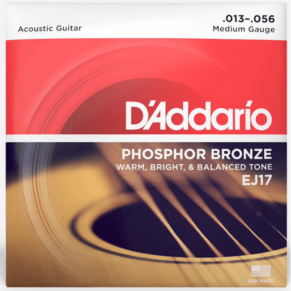 D'Addario EJ17 Phosphor Bronze Medium Acoustic Guitar Strings (13/56)
