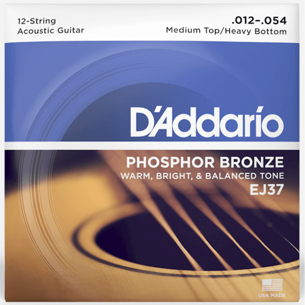 D'Addario EJ37 Phosphor Bronze Medium 12-String Acoustic Guitar Strings (12/54)
