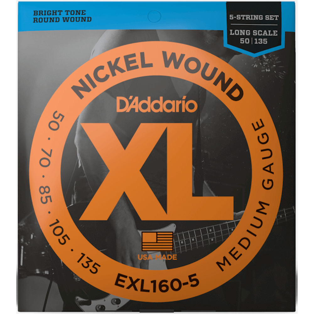 D'Addario EXL160-5 Medium 5-String Bass Guitar Strings (50/135)