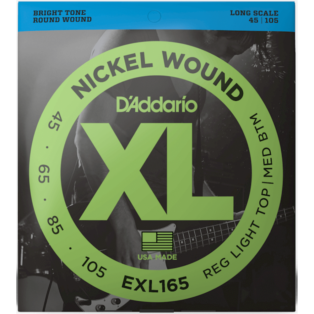 D'Addario EXL165 Regular Light Top/Medium Bottom Bass Guitar Strings (45/105)