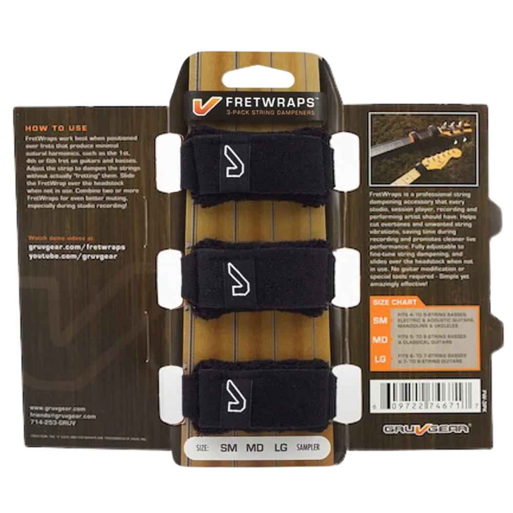 Gruv Gear Fretwraps 3 Pack - Black (Medium)