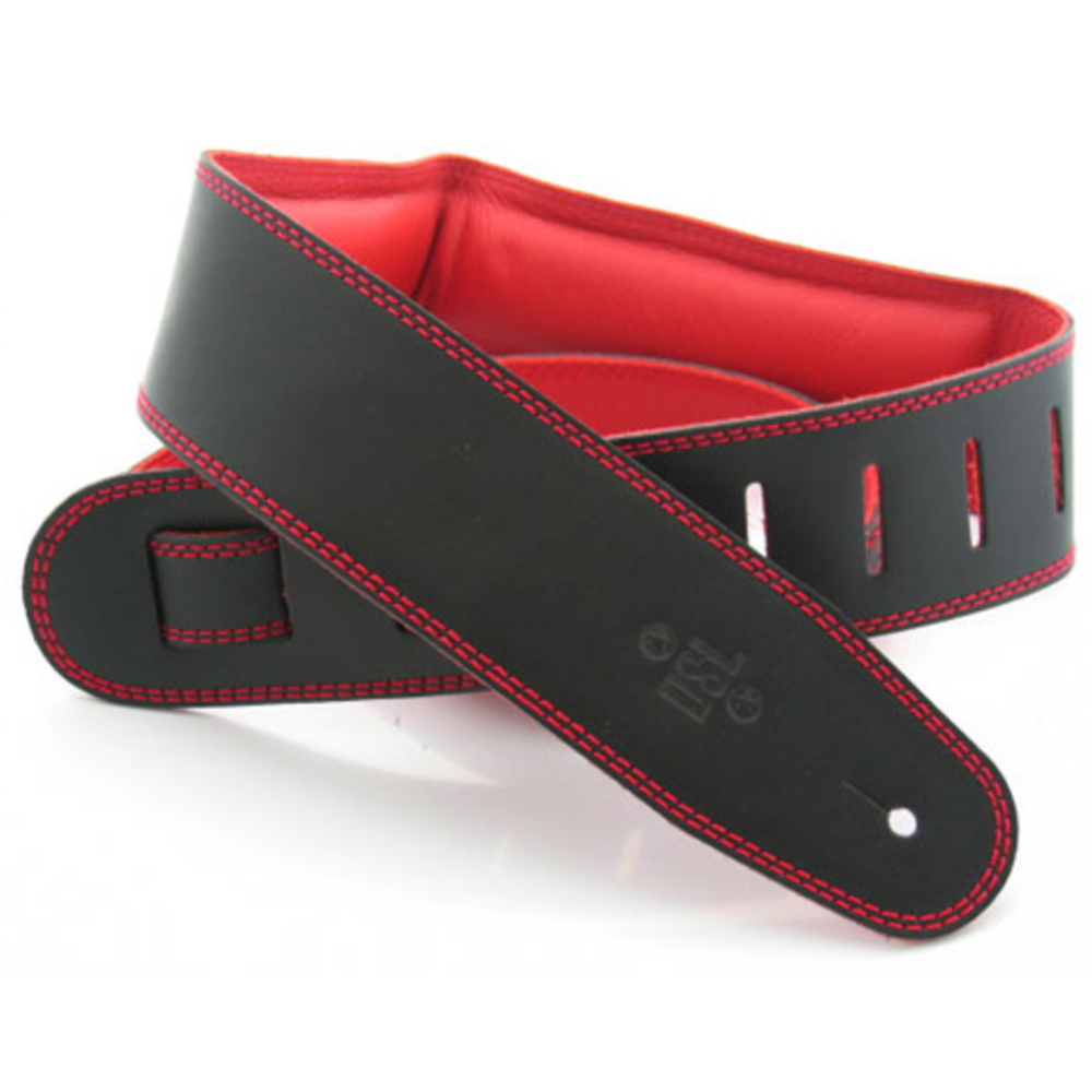 DSL 2.5" GEG Series Padded Guitar Strap (Black/Red)