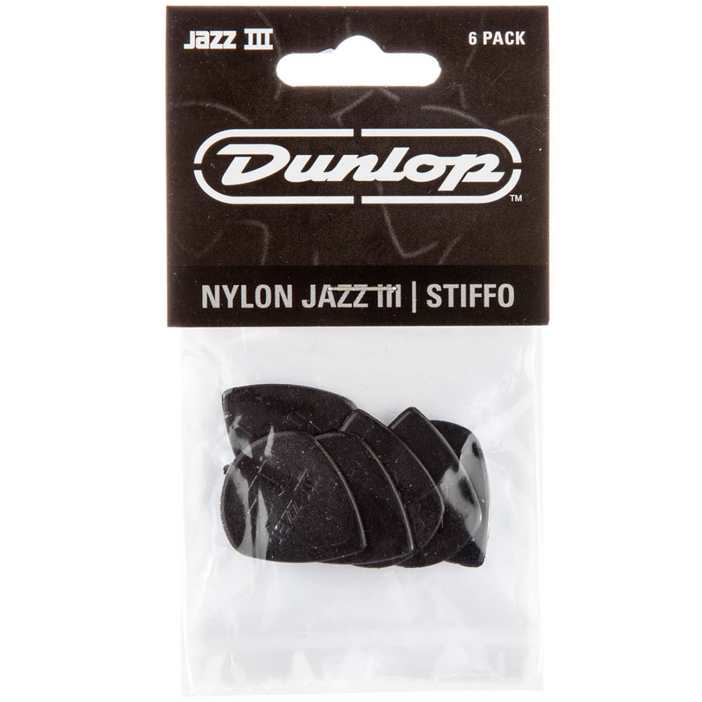 Jim Dunlop Nylon Jazz III Stiffo Guitar Picks (6-Pack)